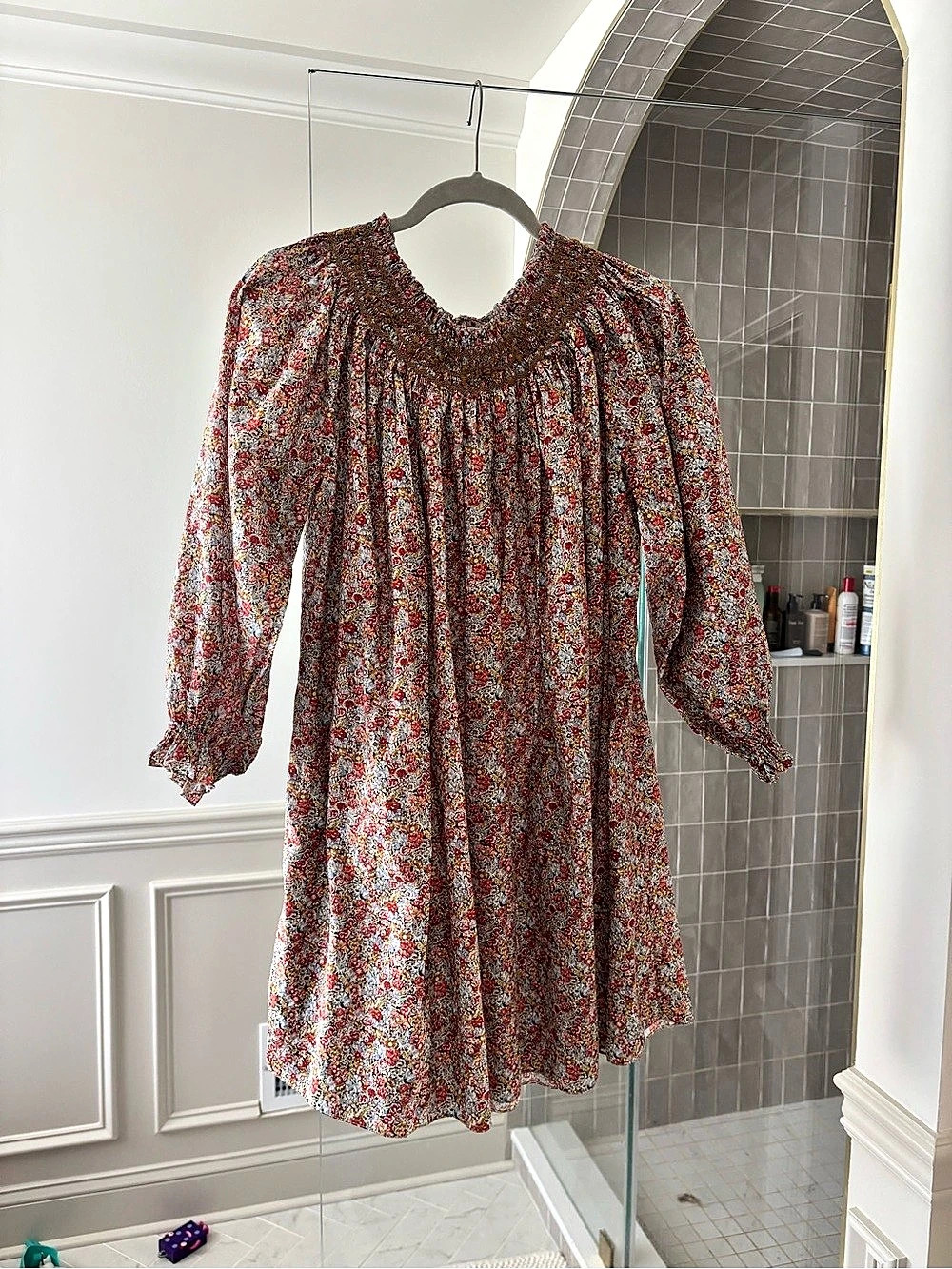 Doen Olympia Floral Mini Dress in Multicolor & Brown Size Small